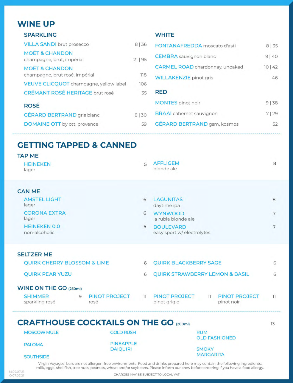 Scarlet Lady Athletic Club Bar Menu Page 2