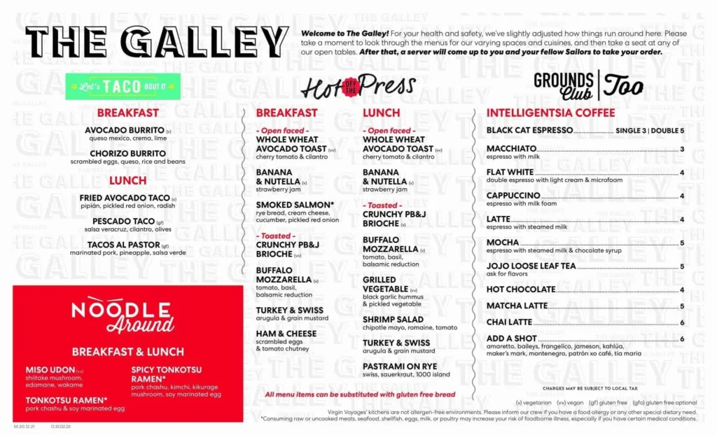 The Galley Menu Page 2
