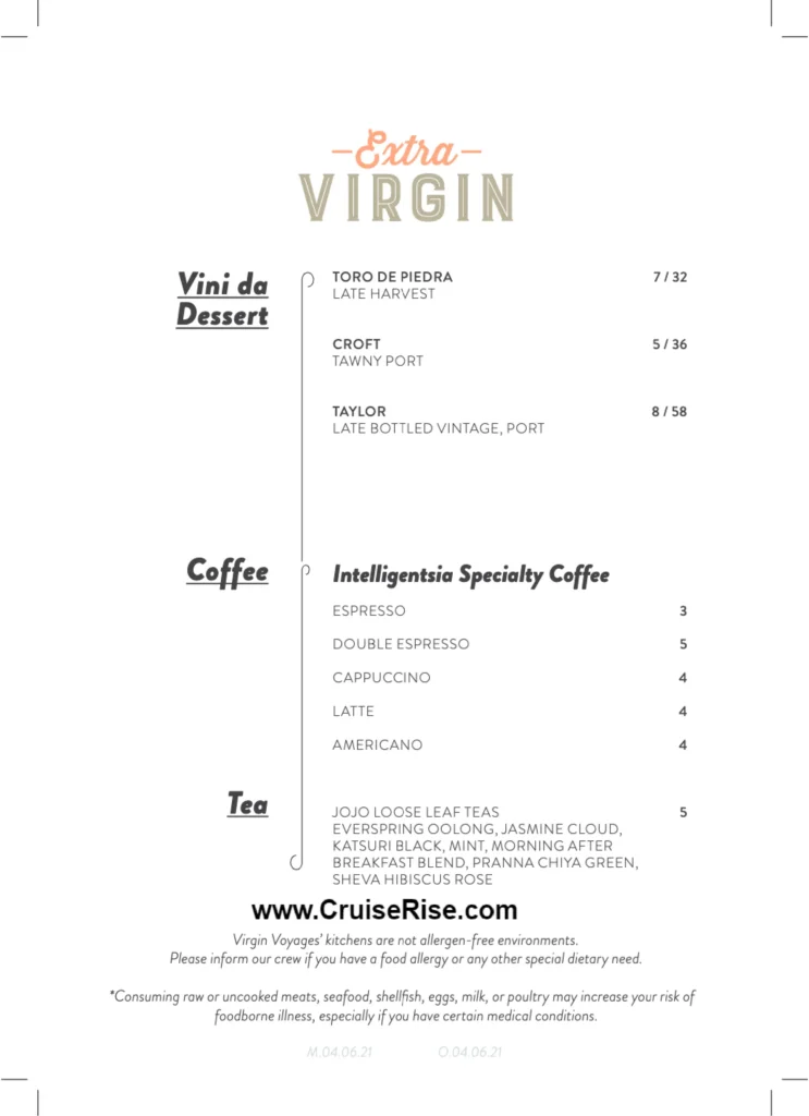 Extra Virgin Dessert menu 2