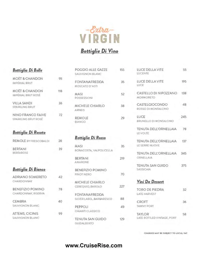 Extra Virgin Drinks menu 2