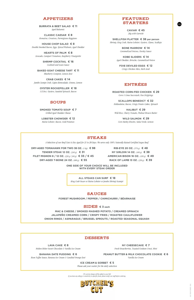 Butchers Cut MSC Menu Page 1
