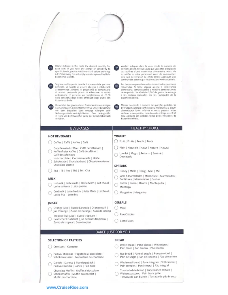 MSC ROOM SERVICE BREAKFAST MENU Page 2