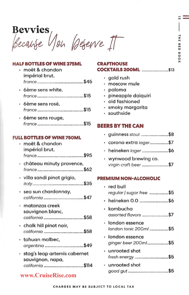 Virgin Voyages Room Service Menu Page 5