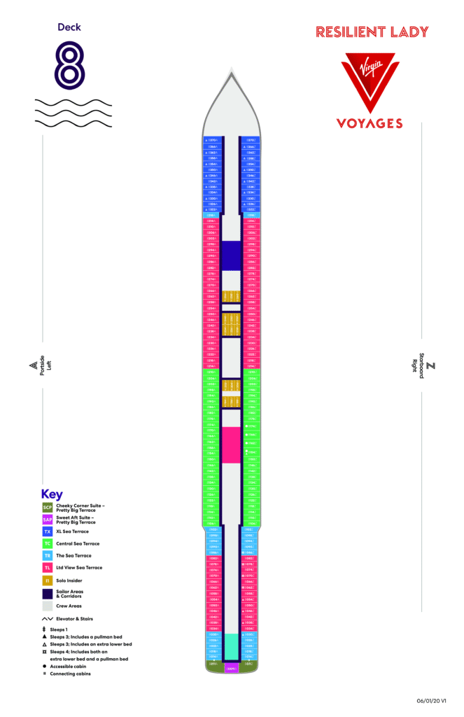 Virgin Voyages Resilient Lady Deck 8 Plan