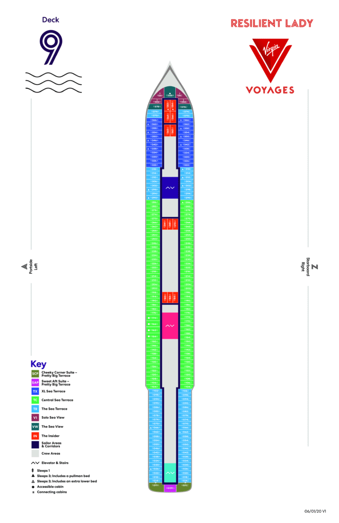 Virgin Voyages Resilient Lady Deck 9 Plan