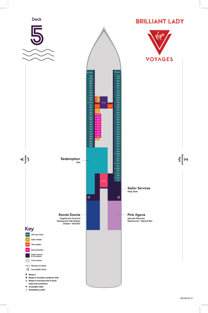 Virgin Voyages Brilliant Lady Deck 5 Plan