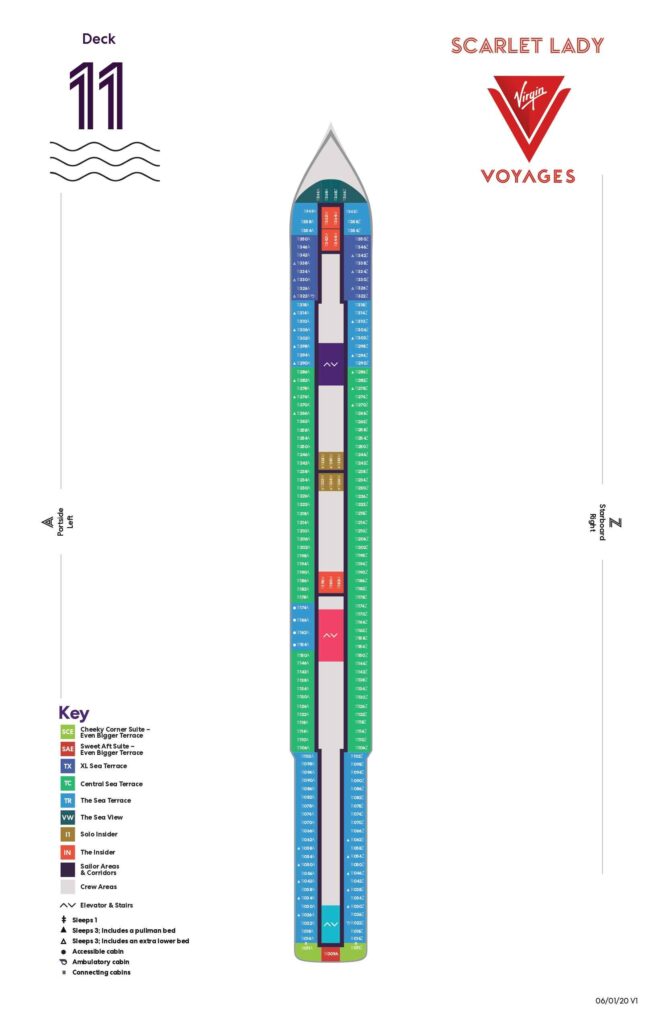 Virgin Voyages Scarlet Lady Deck 11 Plan