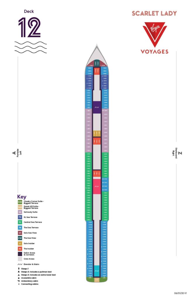 Virgin Voyages Scarlet Lady Deck 12 Plan