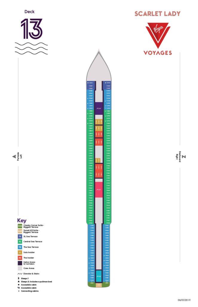 Virgin Voyages Scarlet Lady Deck 13 Plan