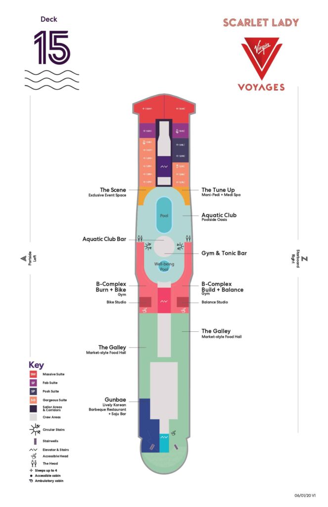 Virgin Voyages Scarlet Lady Deck 15 Plan