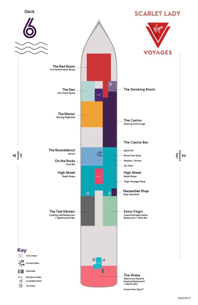 Virgin Voyages Scarlet Lady Deck 6 Plan