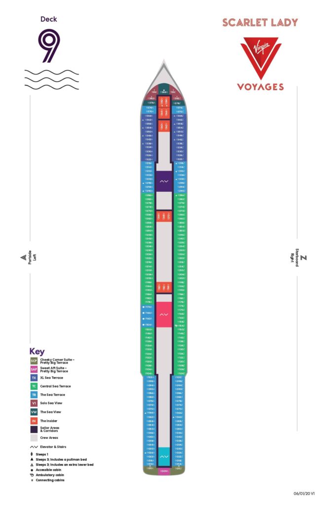 Virgin Voyages Scarlet Lady Deck 9 Plan