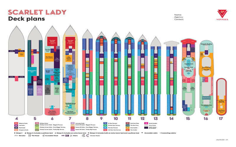 Virgin Voyages Scarlet Lady Deck Plans One Pager