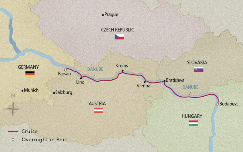 Viking-Danube-Waltz-River-Cruise-Route-Map-Courtesy-www.vikingrivercruises.com danube river cruise map